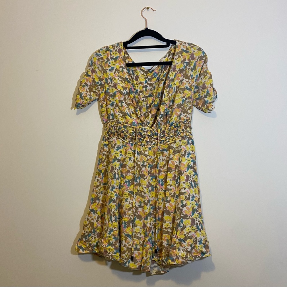 Free People Size 6 Yellow Forget Me Not Floral Mini Dress - Picture 10 of 10